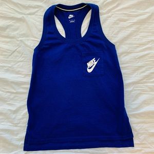 Blue Nike Women’s racer back signal tank top